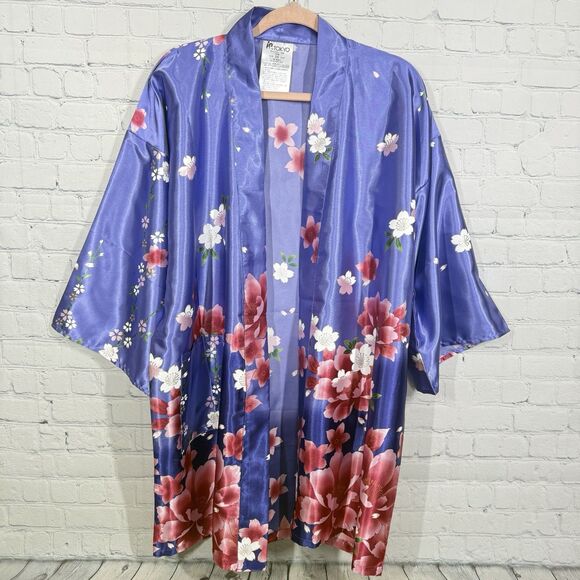 Tokyo Kimono Women SIze 35 Vibrant Floral Mid Lenght Oversized Coverup Duster - Picture 1 of 8